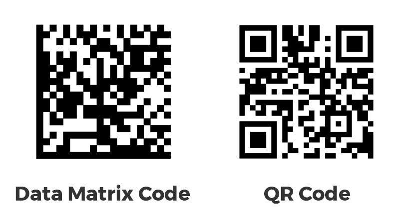 A data matrix code and a QR code