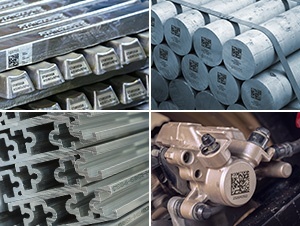 Examples of Laser Markings: Ingots, Billets, Extrusions and die casts 