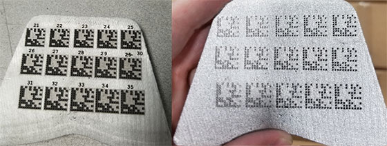 Figure 14: DMCs with cell sizes ranging from 0.85 mm to 0.95 mm before and after the shotblast procedure.