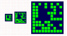 Figure 11: DMC with varying size: From left to right, 0.3 mm, 0.55 mm and 1.6 mm cell size, respectively)