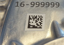 Figure 5: Laser marked identifier on aluminum die casting alloy.
