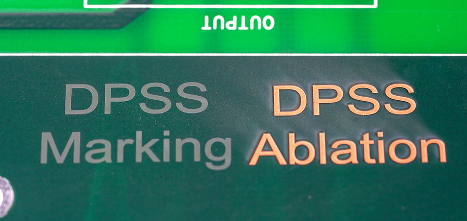 Laser marking and laser ablation on a PCB