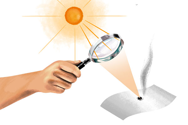 Magnifying glass and the sun