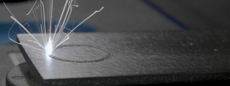 Close-up view of busbar laser welding 