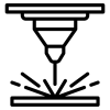 Laser beam hitting material surface icon