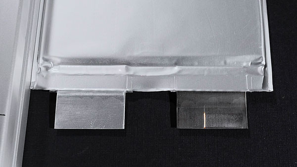 A pouch cell with two tabs sticking out