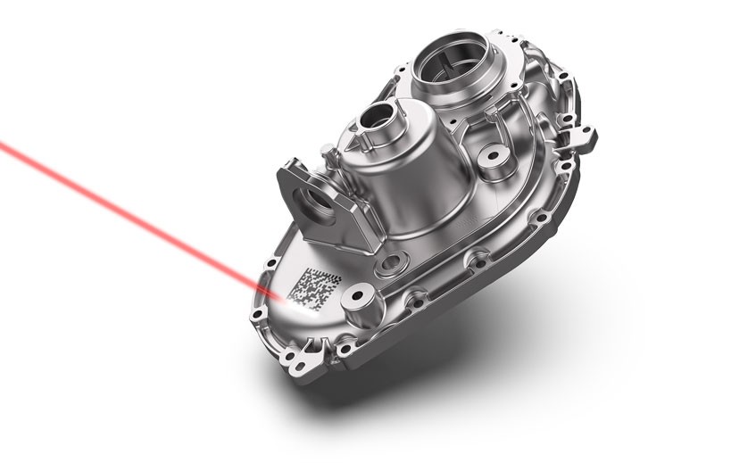 Datamatrix laser marking on an engine block
