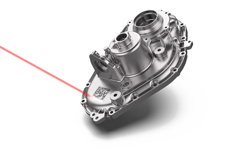Datamatrix laser marking on an engine block