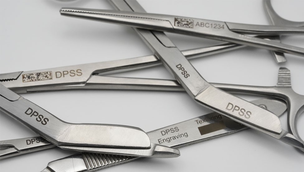 Medical tools marking, cleaning, and texturing