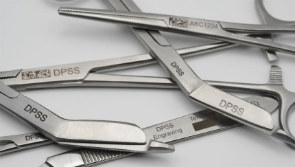 Medical tools marking, cleaning, and texturing