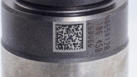 QR code laser mark on metal